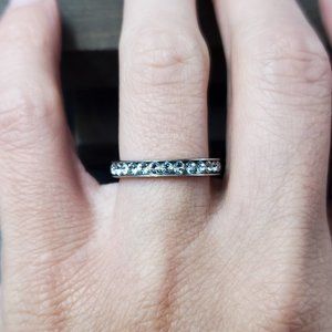 Size 7 Sterling Silver Crystal Channel Bright Ring
